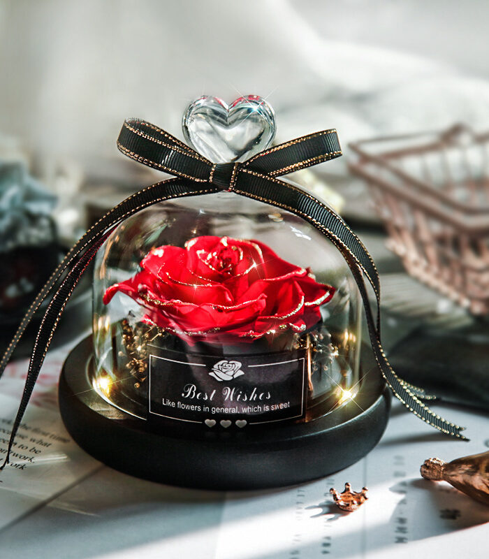 Valentine's Day Christmas Dried Flowers For Home Decor Wedding Gifts Dried Flowers Eternal Real Rose Home Decor With LED In Glass